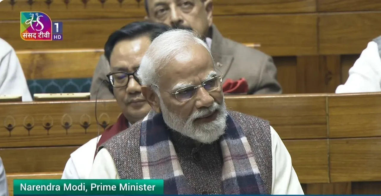  PM Narendra Modi joins Vande Mataram debate in Lok Sabha Photograph: (Screen grab from Sansad TV) 