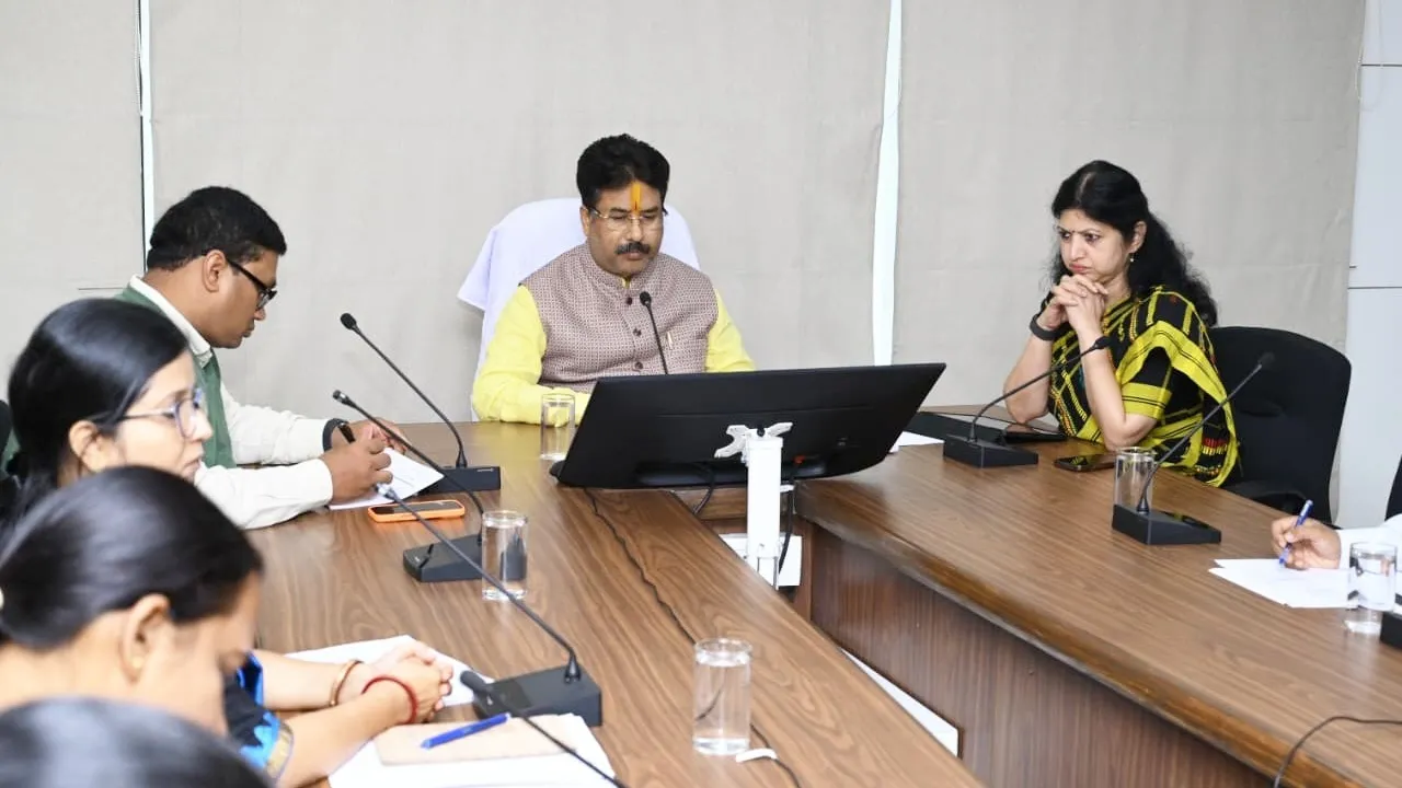   Housing and Urban Development Minister Krushna Chandra Mohapatra at the review meeting.  