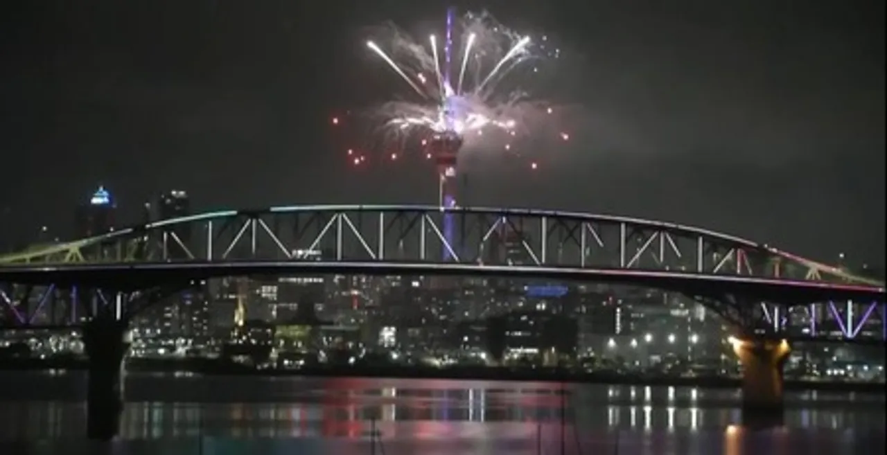  Fireworks illuminated the night sky at Auckland 