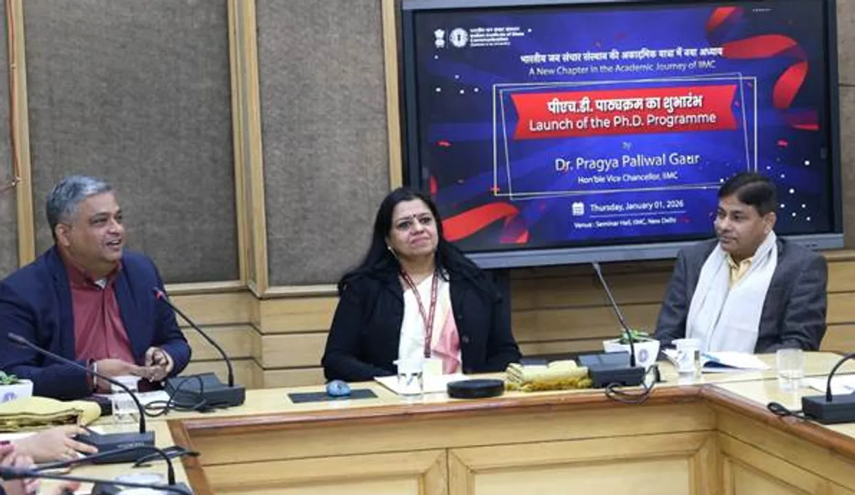  Dignitaries at the launch of IIMC Ph.D admission portal.  