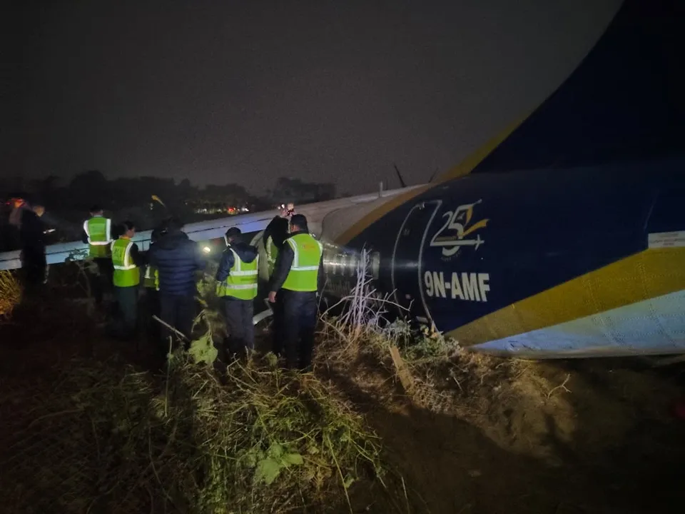  A Buddha Air turboprop aircraft veered off the runway at Bhadrapur Airport on Saturday Photograph: (Twitter) 