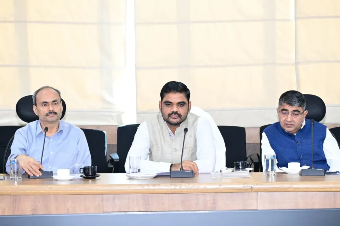  Industries Minister Sampad Chandra Swain at the review meet.   