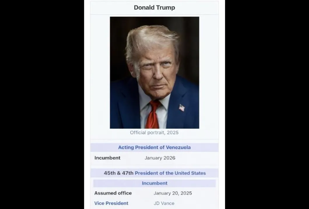 Trump shares a photo showing him as 'Acting President of Venezuela'