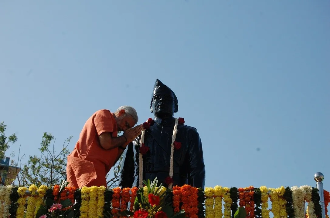  PM Narendra Modi paying tribute to Netaji Subhas Chandra Bose at a programme on Jan 23, 2009 (File Pic) Photograph: (Narendra Modi/X) 