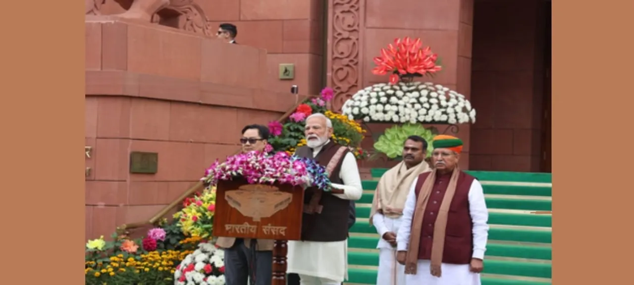  PM Narendra Modi addressing media at the start of the Budget Session 2026 