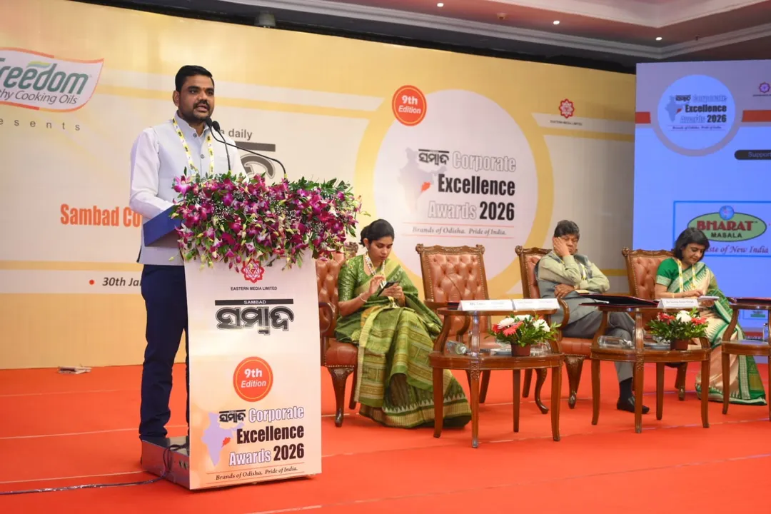  Odisha Industries Minister Sampad Chandra Swain at Sambad Corporate Excellence Awards 2026 | Brands of Odisha. Pride of India, Bhubaneswar Photograph: (Sambad) 