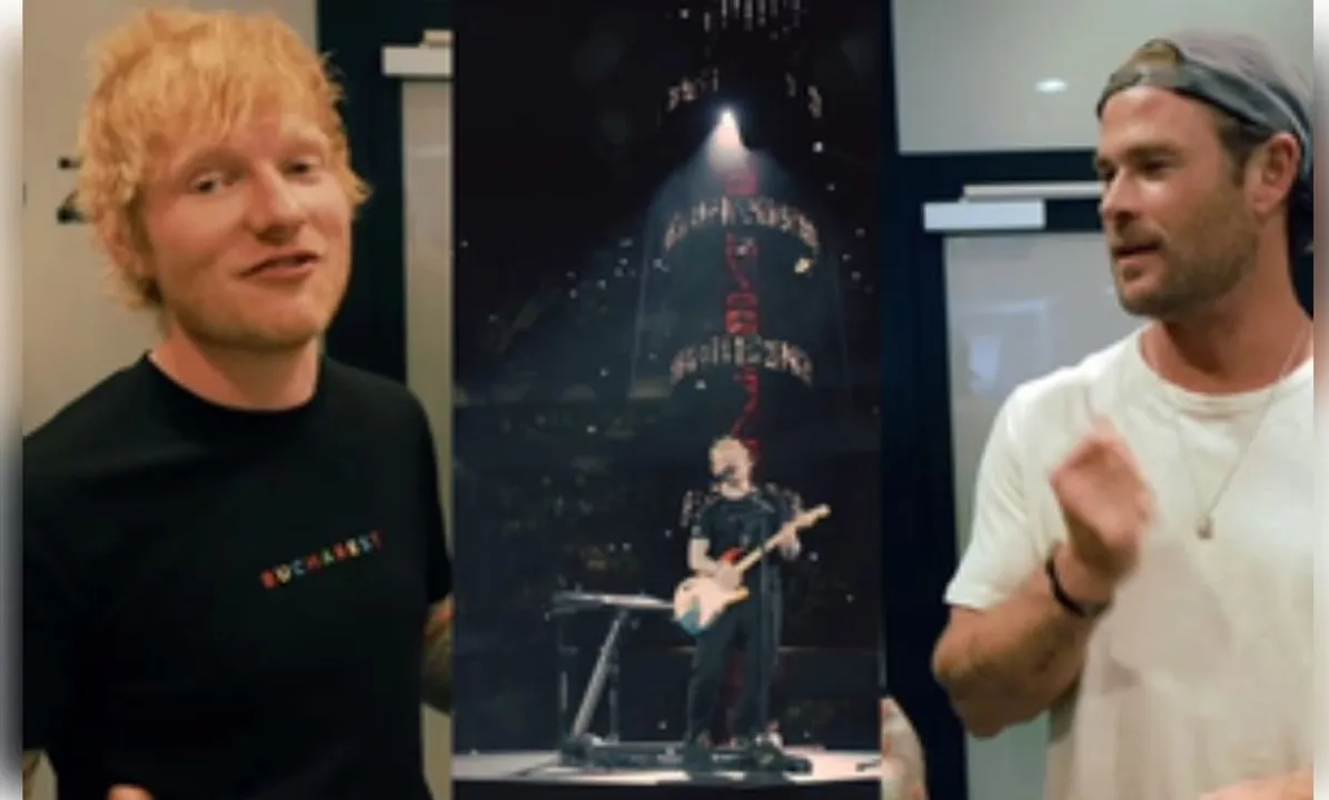  Chris Hemsworth surprises audience by playing drums at Ed Sheeran’s Romania concert