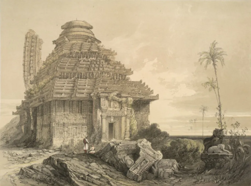  Depiction of monuments and lives in Odisha in 19th century in water colour