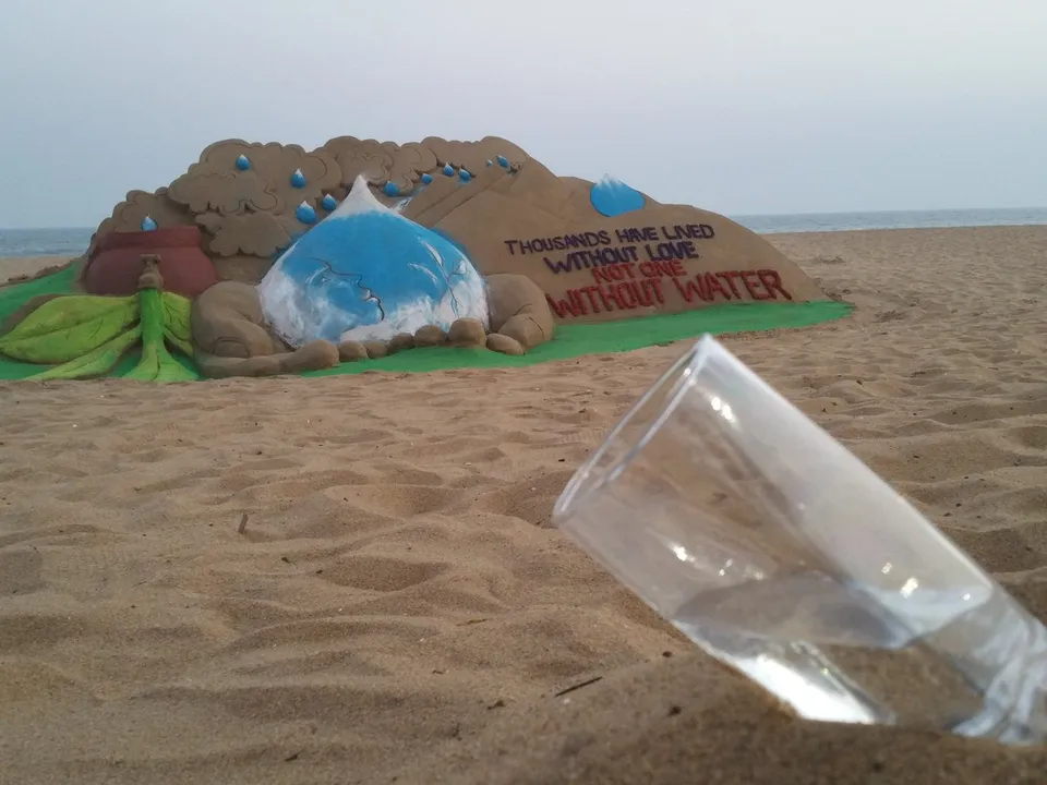 Odisha sand artists create sand sculptures on World Water Day