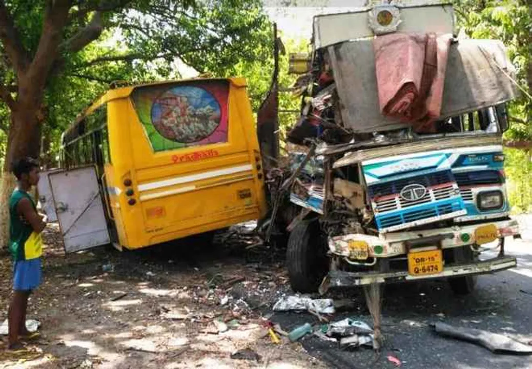  Woman killed, 20 injured as bus, truck collide head-on in Odisha