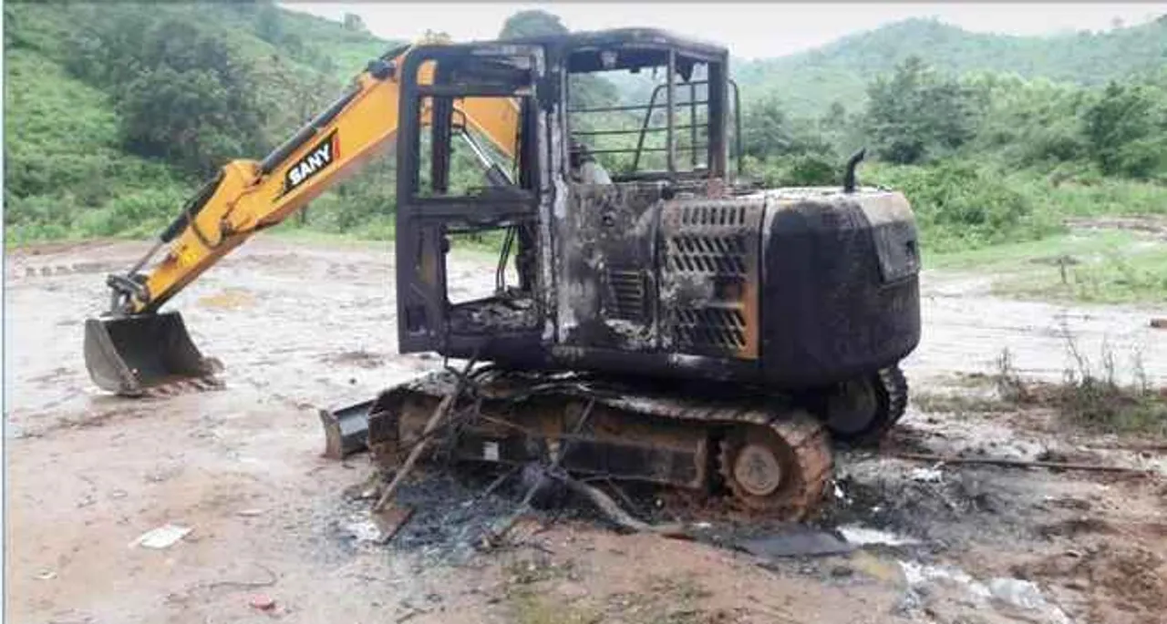  Maoists torch 3 excavators in Odisha's Koraput; leave poster