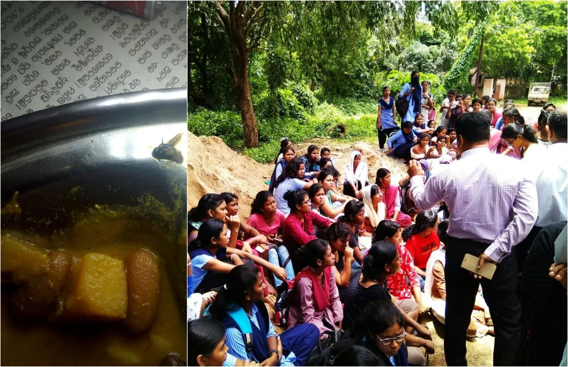  Insects found from food in BJB college ladies hostel; students stage dharna