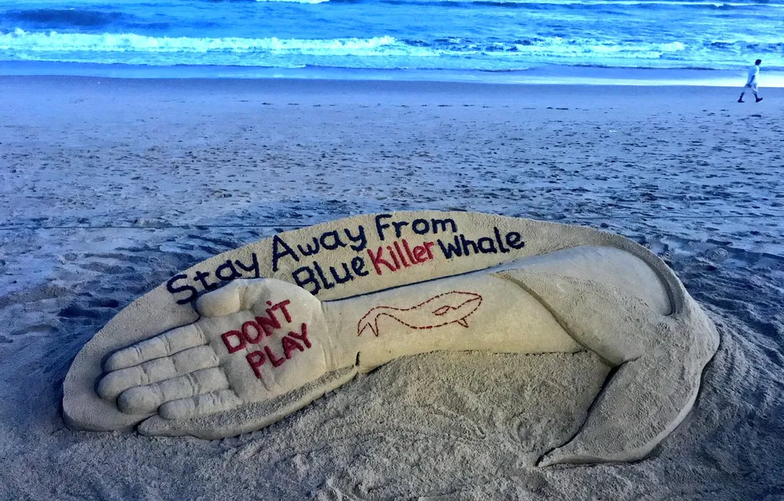  Odisha sand artist cautions against perils of Blue Whale game