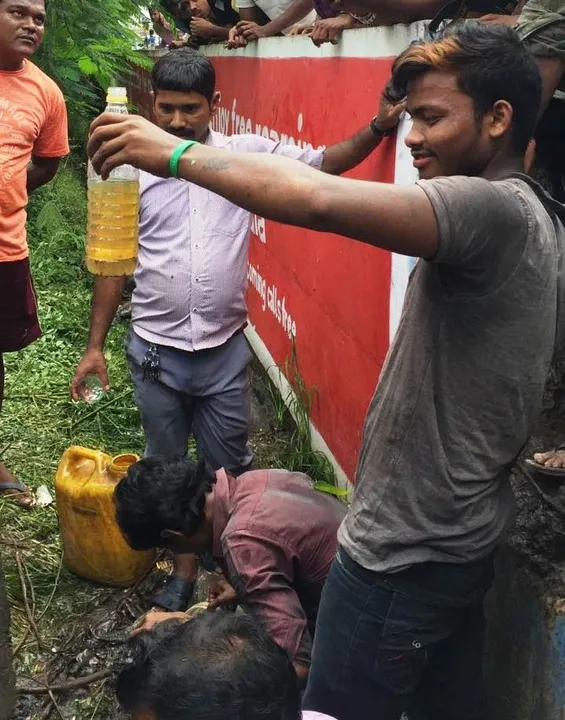  Drain turns free diesel collection centre in Odisha capital!