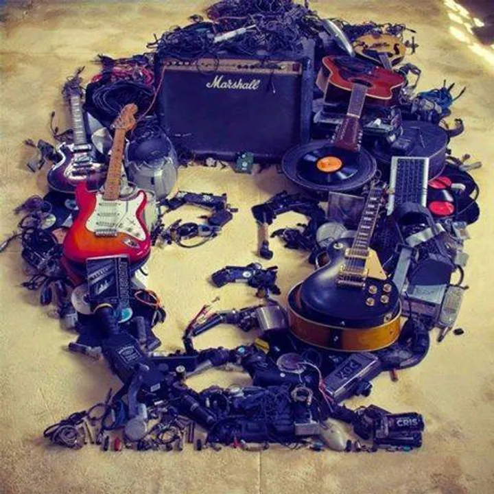  A 3D art created with broken musical instruments by Srishti, the art club of SOA University 