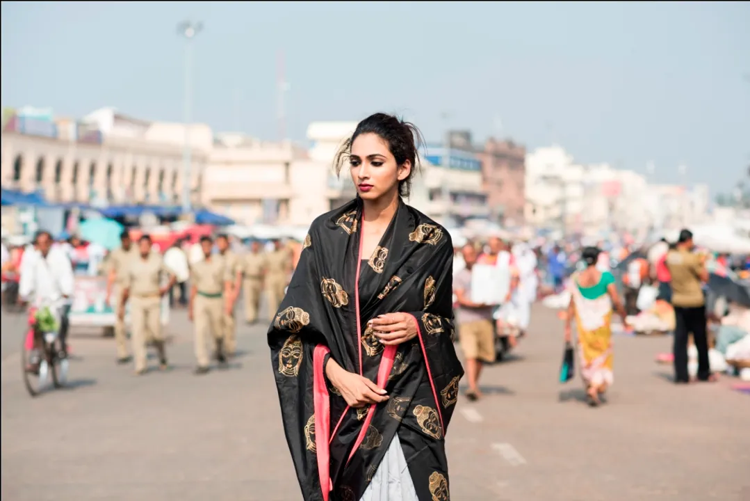  Model Christeena Biju in the middle of Grand Road of Puri 