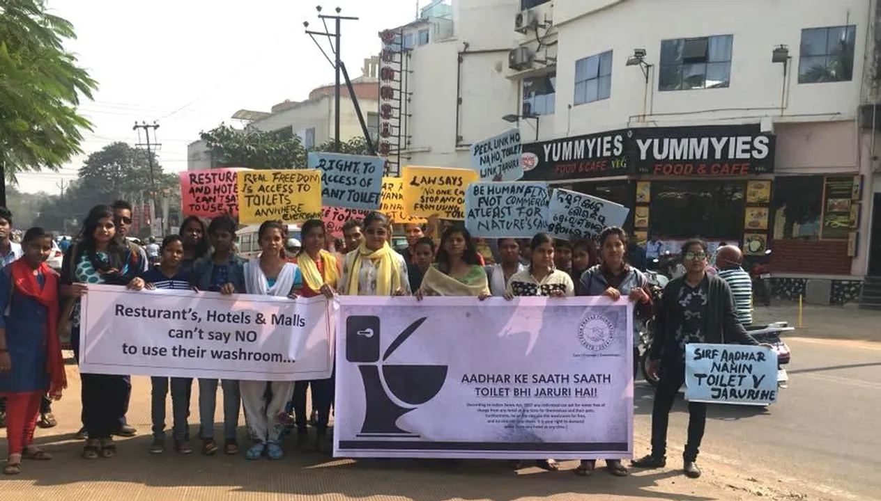  Students march for right to access toilet in Odisha hotels