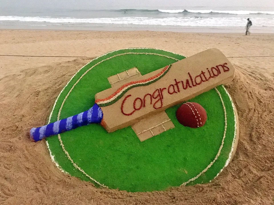  Sudarsan Pattnaik’s sand sculpture congratulates U19 Cricket World Cup team