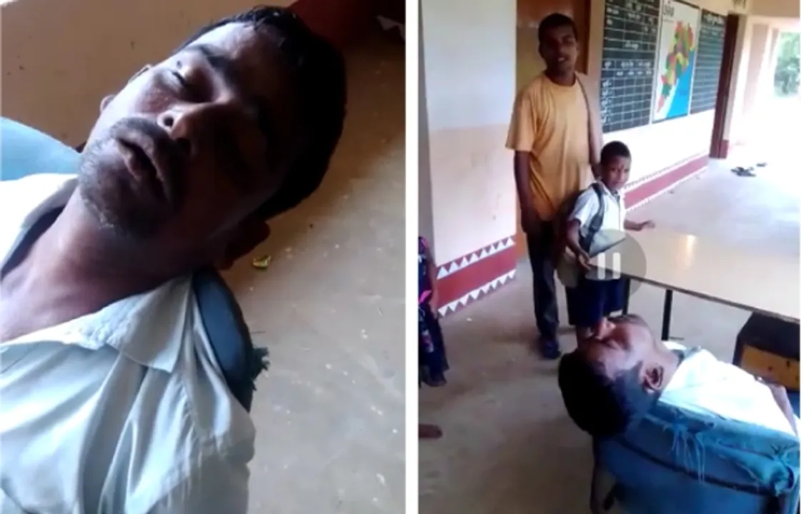  Drunk Headmaster found sleeping in school, video goes viral