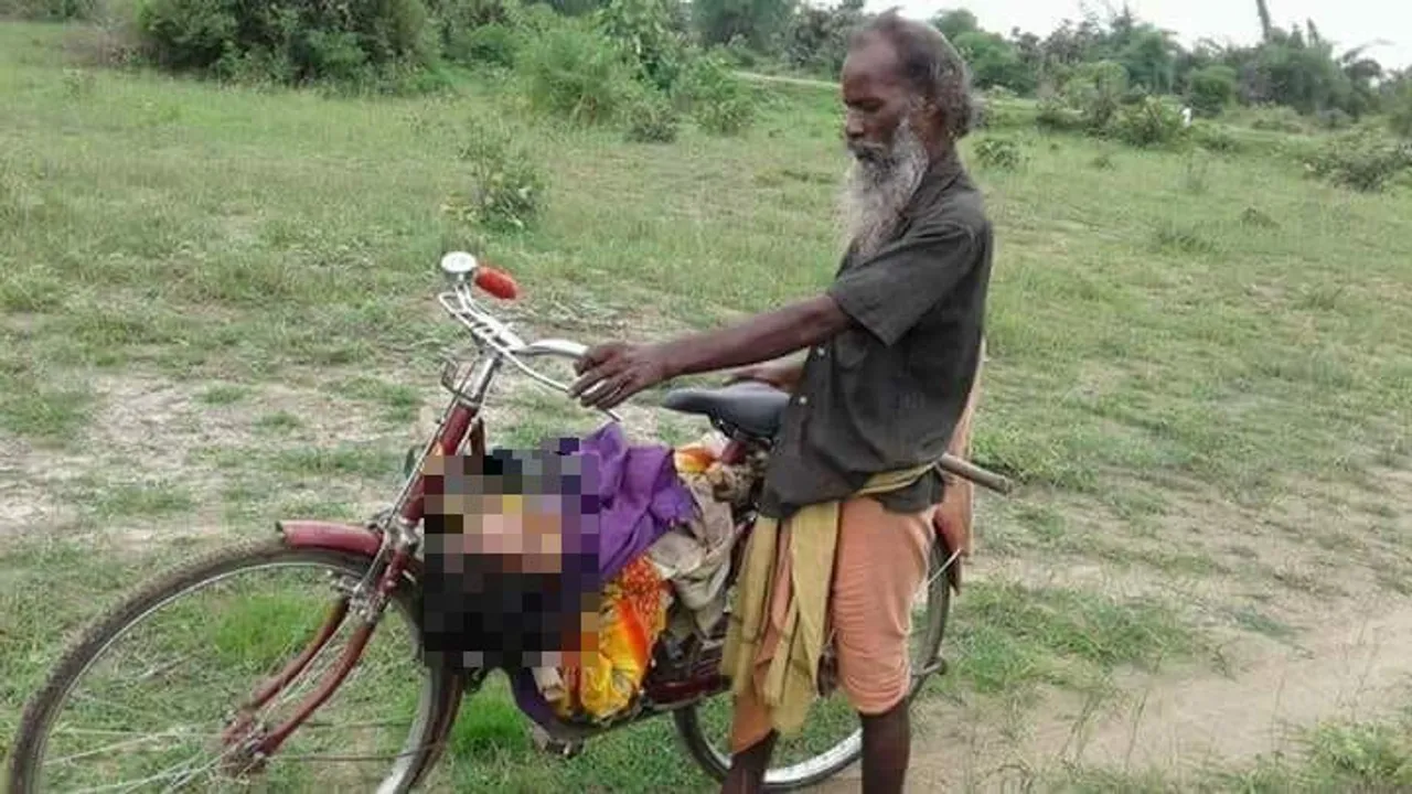  Ostracised, elderly man carries sister-in-law's body on bicycle in Odisha
