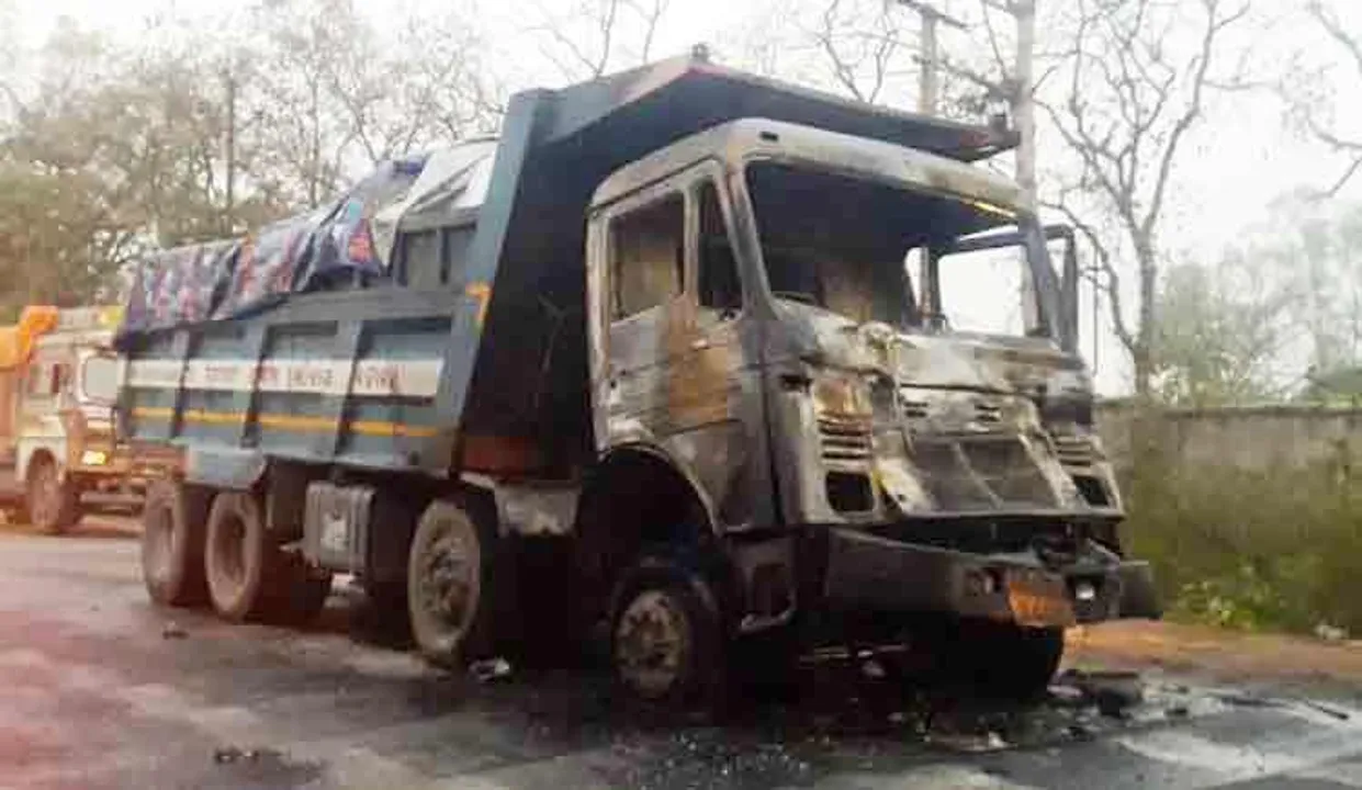  Moving truck carrying hazardous waste catches fire in Odisha  