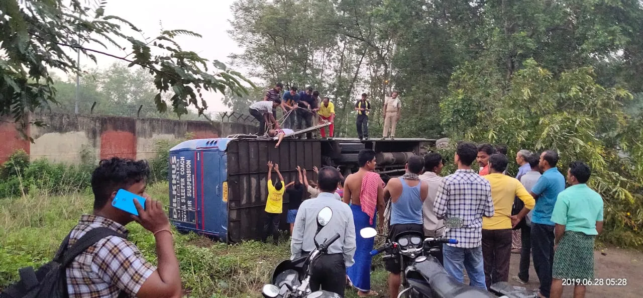  In pics: Bus skids off road in Odisha; several injured