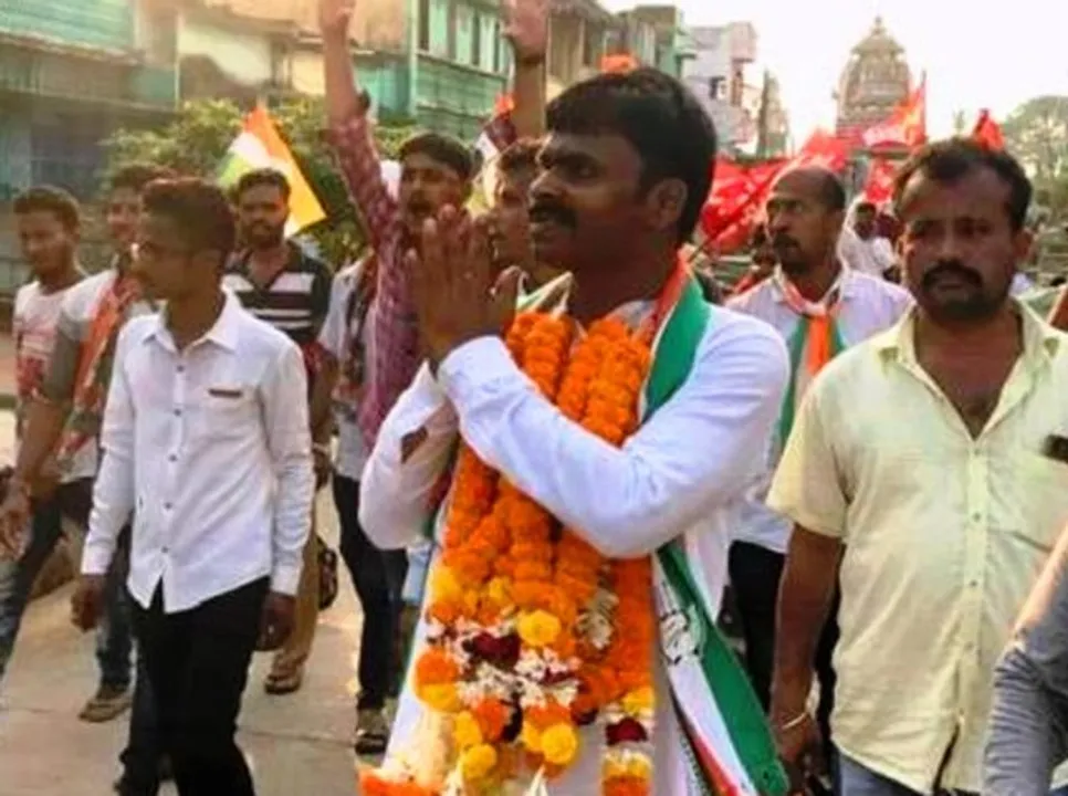  Congress leader From Aska Manoj Jena during election campaigning 