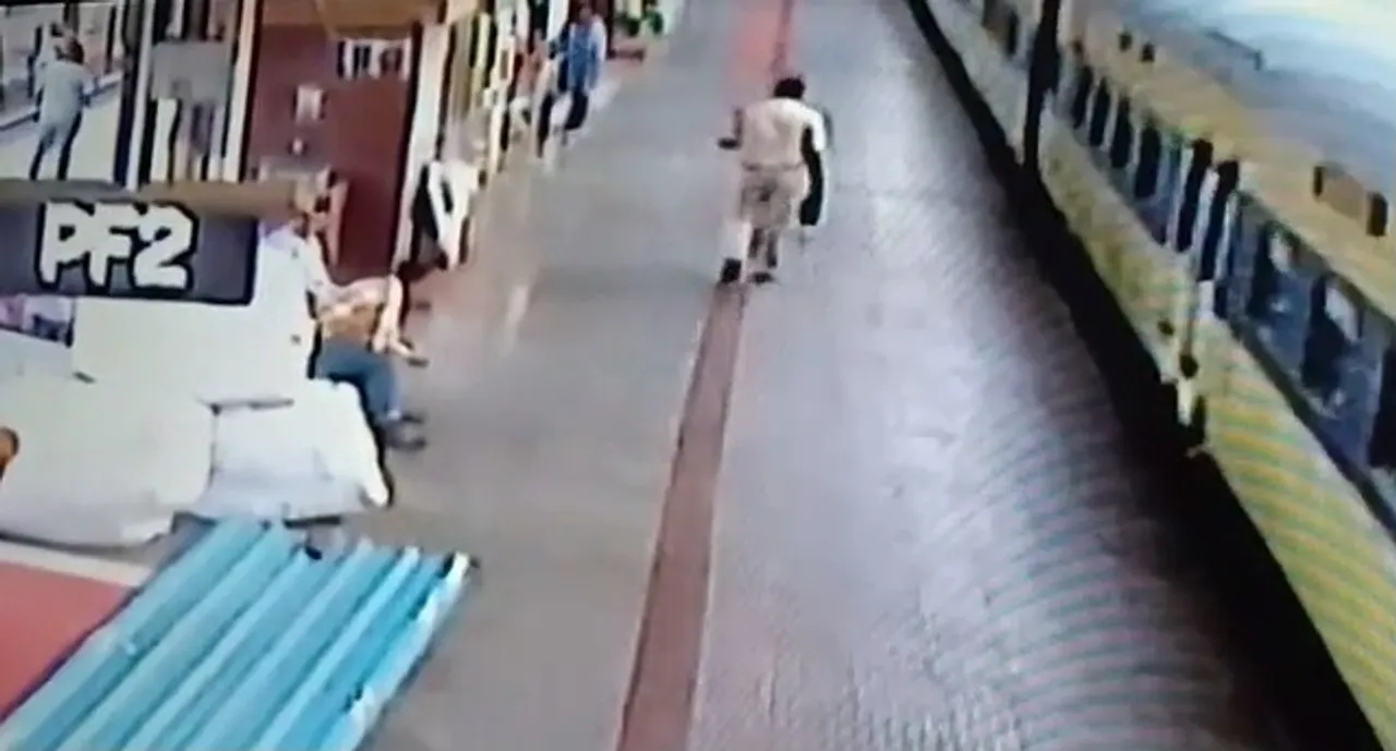  Watch: RPF man saves passenger from slipping under moving train in Odisha