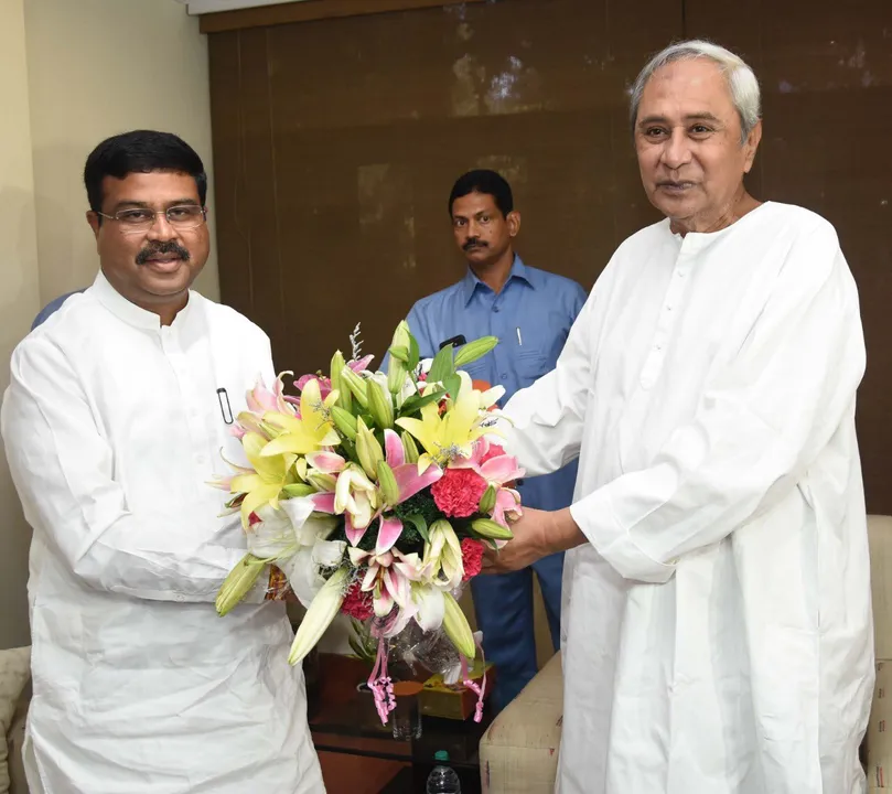  Naveen, Dharmendra discuss Odisha's development in Delhi meet