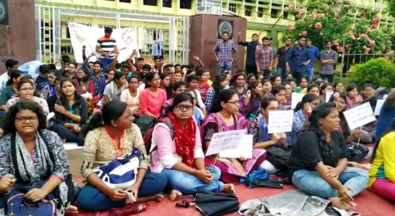  OUAT students protest demand for 100 % reservation for AHO post