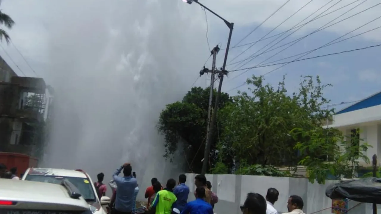  Watch Video: Underground water pipeline burst in Odisha capital