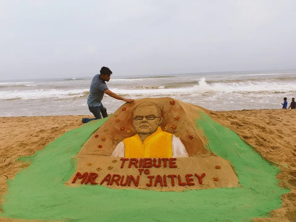  Odisha sand artist pays tribute to Arun Jaitely