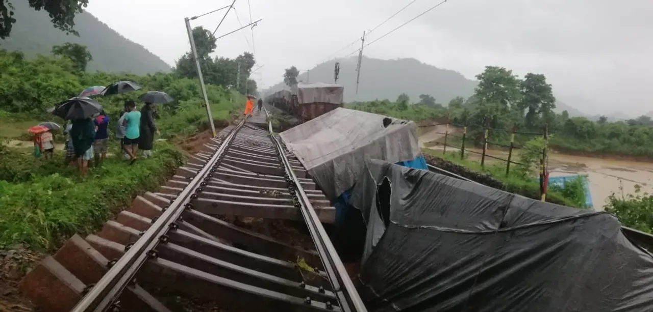  Flash floods in Odisha: Railway track washed away near Ambodala Station