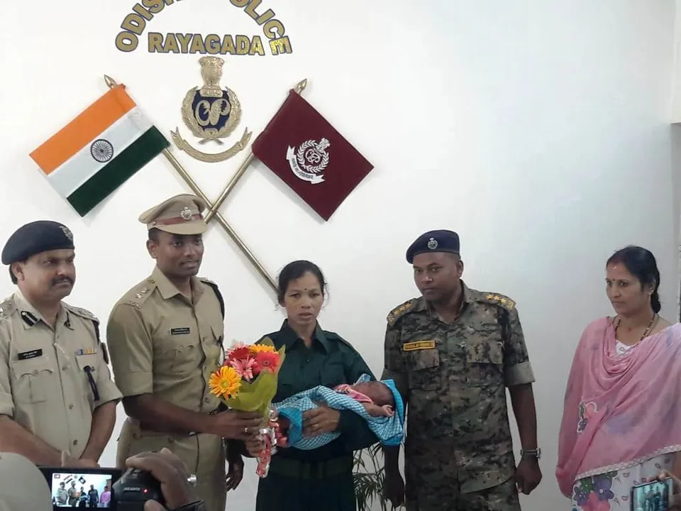  Woman Maoist surrenders with 2-month-old baby in Odisha
