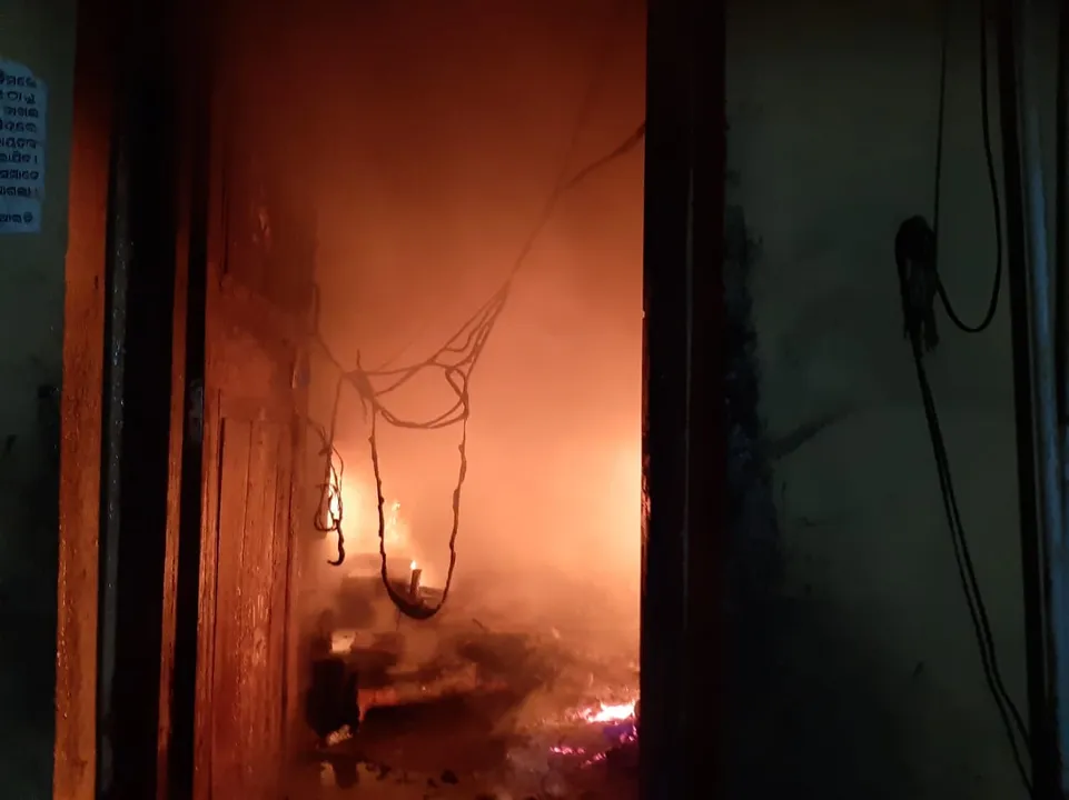  Massive fire at Akhandalamani Temple in Odisha; store room gutted
