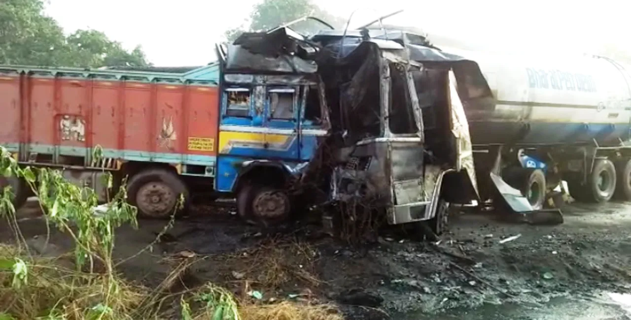  Two dead as truck, LPG tanker collide & catch fire in Odisha