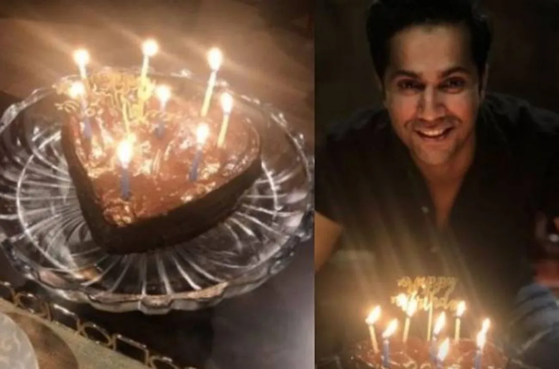  Varun Dhawan cuts heart-shaped cake at home on 33rd birthday