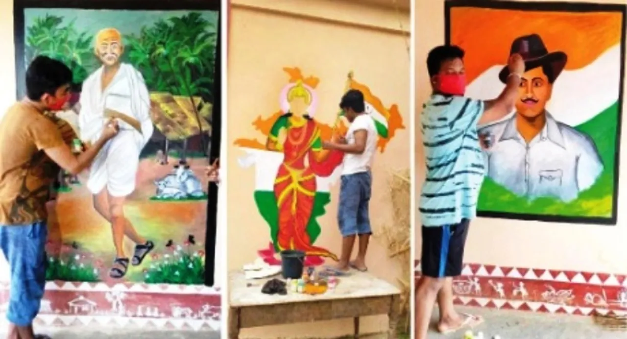  Quarantined migrant workers give makeover to Odisha school, paint walls