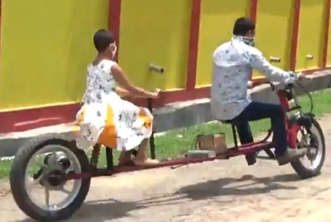  Covid-19: Tripura Man creates 'social distancing' motorbike
