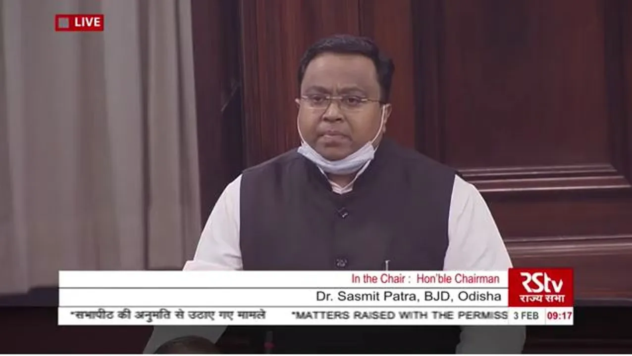  BJD MP Sasmit Patra raises issues concerning Odisha's development in RS