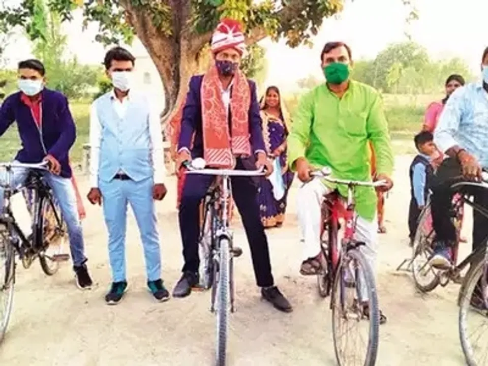  Groom cycles his way to bride's house to spread COVID awareness
