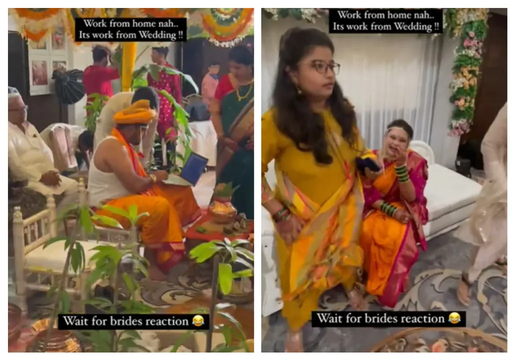  Watch: Groom works on laptop at ‘mandap’, here’s how the bride reacted