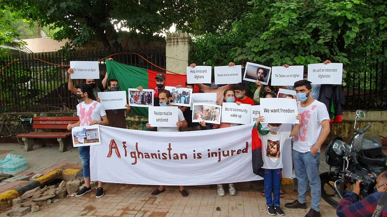  Afghan nationals protest against Pakistan in New Delhi for supporting terrorism