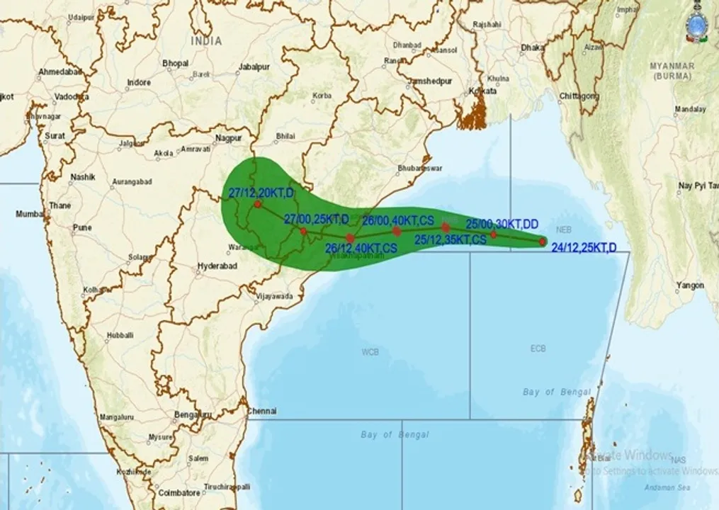  Forecast track of the cyclone issued by IMD 