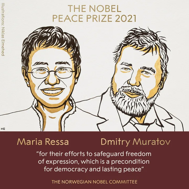  Two journalists conferred with Nobel Peace Prize 2021