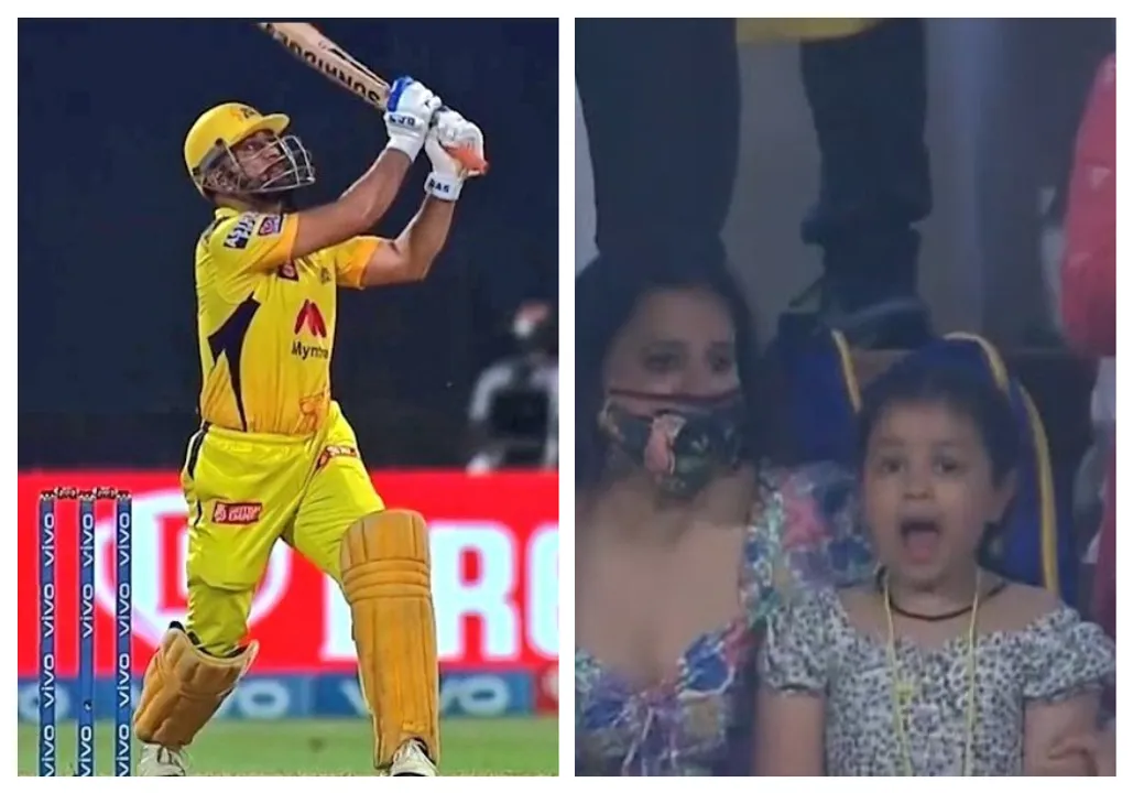  Watch: MS Dhoni's daughter Ziva cheers on as dad hits six to hand CSK win over SRH
