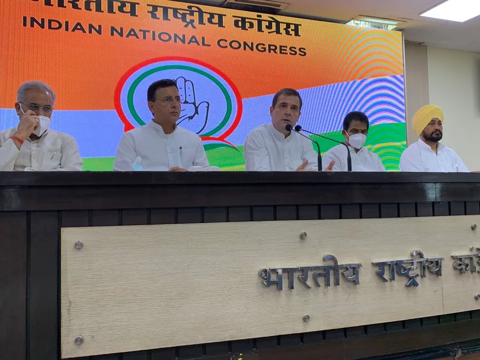  Rahul Gandhi addressing PC in New Delhi ahead of his visit to Lakhimpur Kheri. 