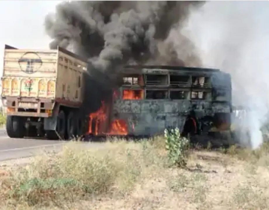  Bus trolley collides in rajasthan leaving 12 dead. 