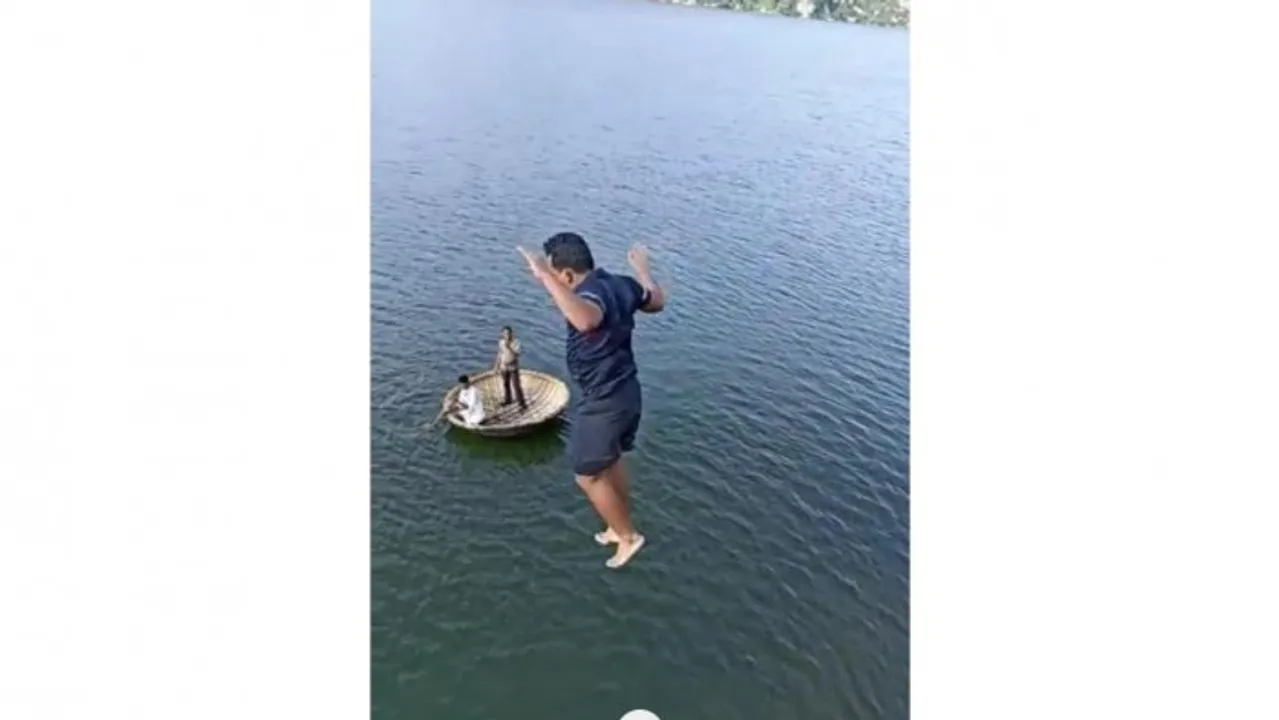  Watch: Deputy Commissioner of Karnataka district dives from a hill into Sanapura reservoir, video goes viral