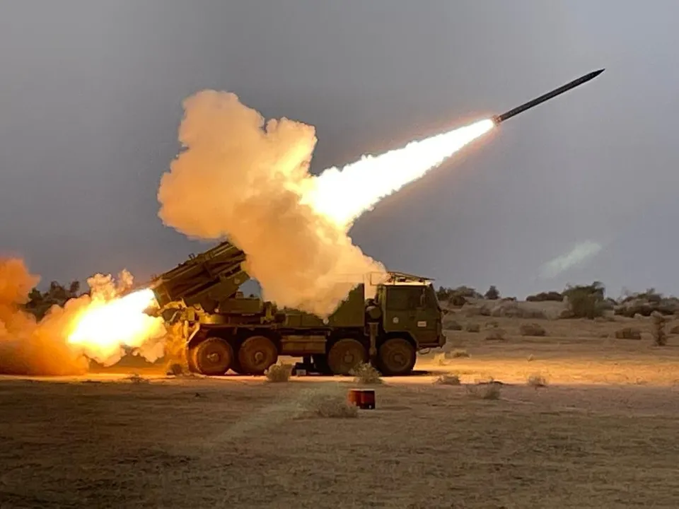  India successfully tests multi barrel rocket launcher system Pinaka-ER 